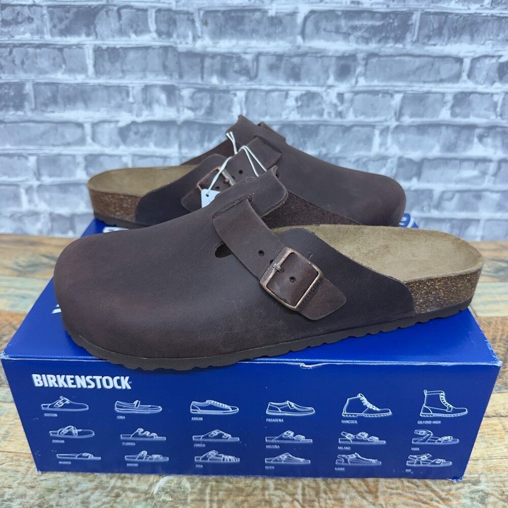 Birkenstock Boston BS Habana Brown Leather Clog Sandals 860133 Mens EU 43 US 10
